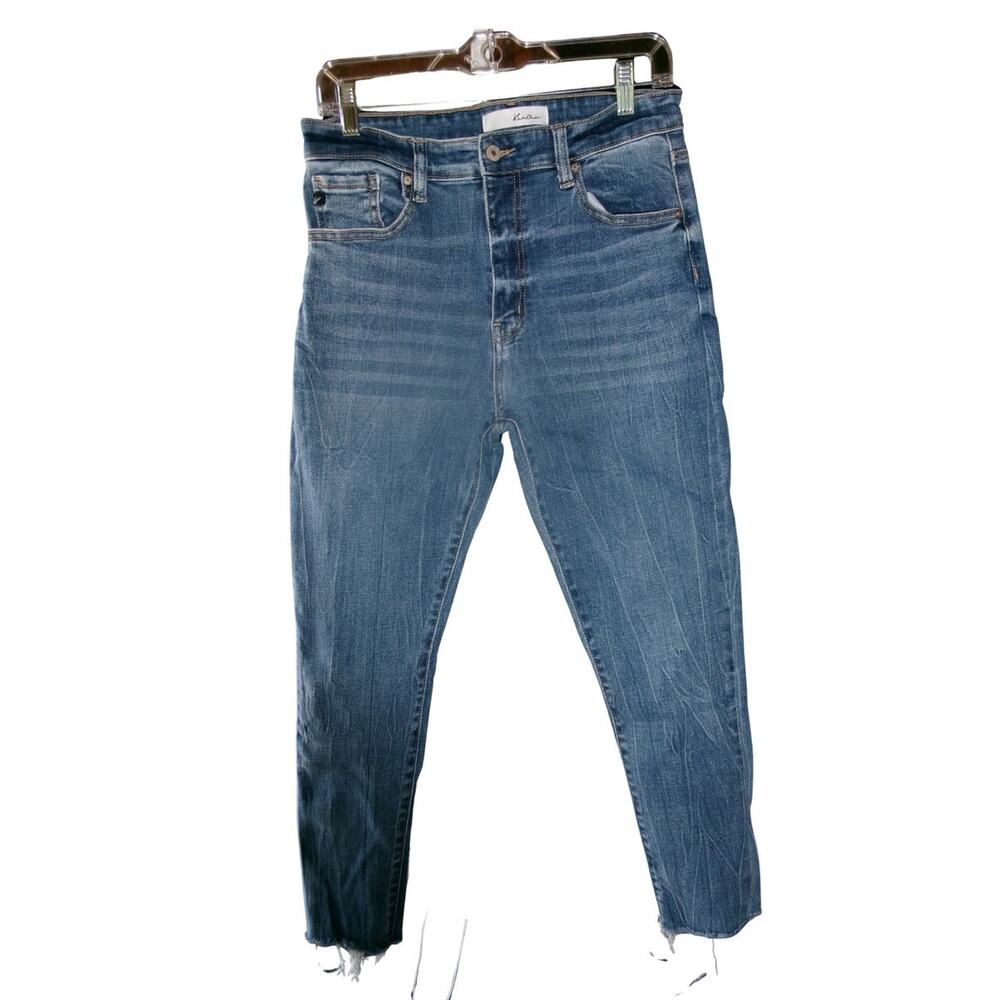 Kancan Women's Jeans 13/30 High Rise Skinny Raw Hem Medium Wash Stretch